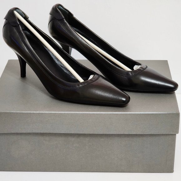 PRADA CALZATURE DONNA NAPPA SPORT BLACK LEATHER PUMPS * 38 * NEW IN BOX * - Picture 1 of 7